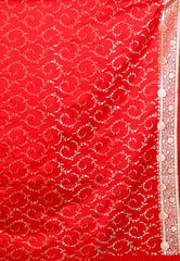 Pink with Red Border Pastel Benarasi Saree With Blouse Piece