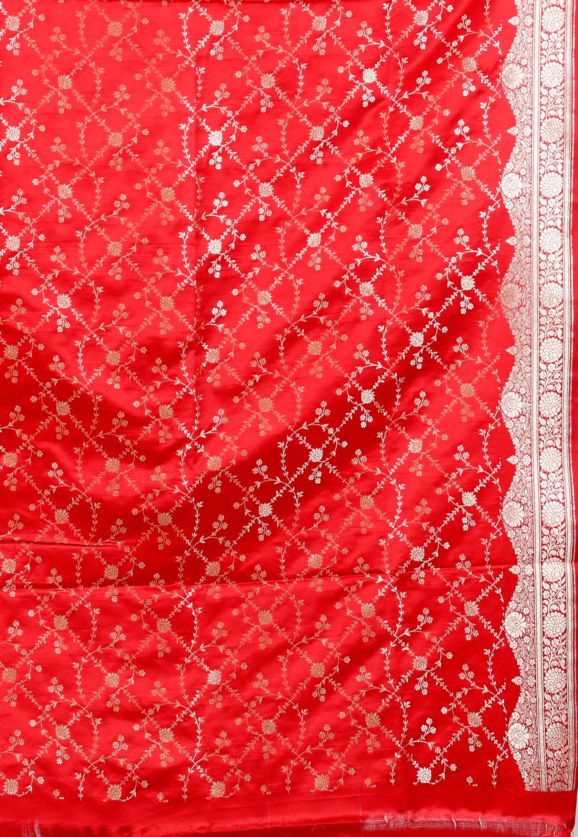 Lavender with Red Border Pastel Benarasi Saree With Blouse Piece