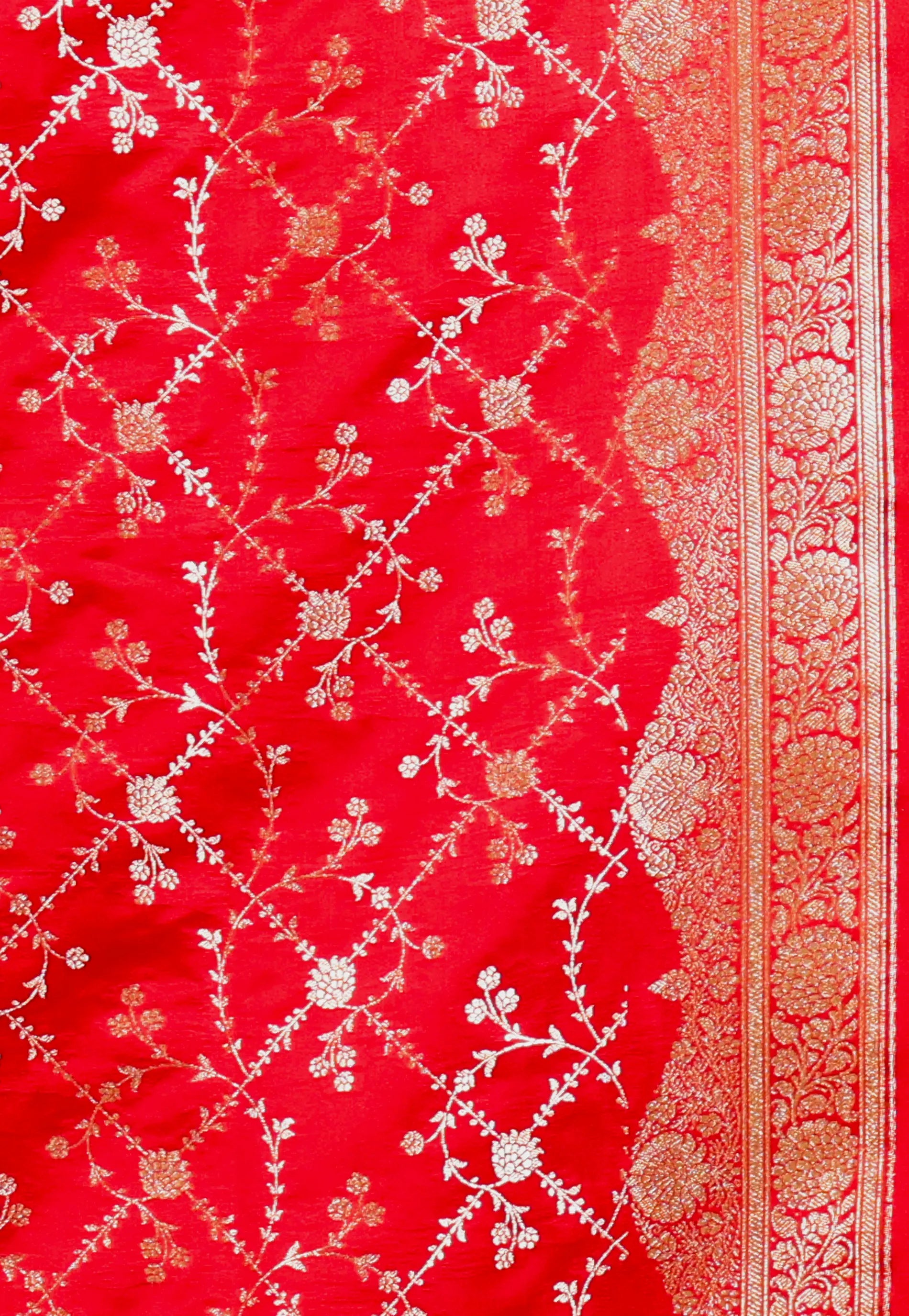 Pink with Red Border Pastel Benarasi Saree With Blouse Piece