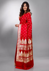 Red Wedding Banarasi Silk Saree with Blouse Piece