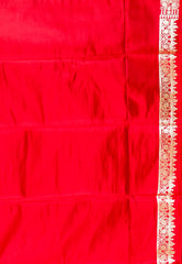 Red Wedding Banarasi Silk Saree with Blouse Piece