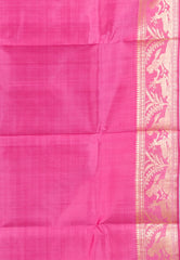 Rani Pink Baluchari Pure Silk Saree with Blouse Piece