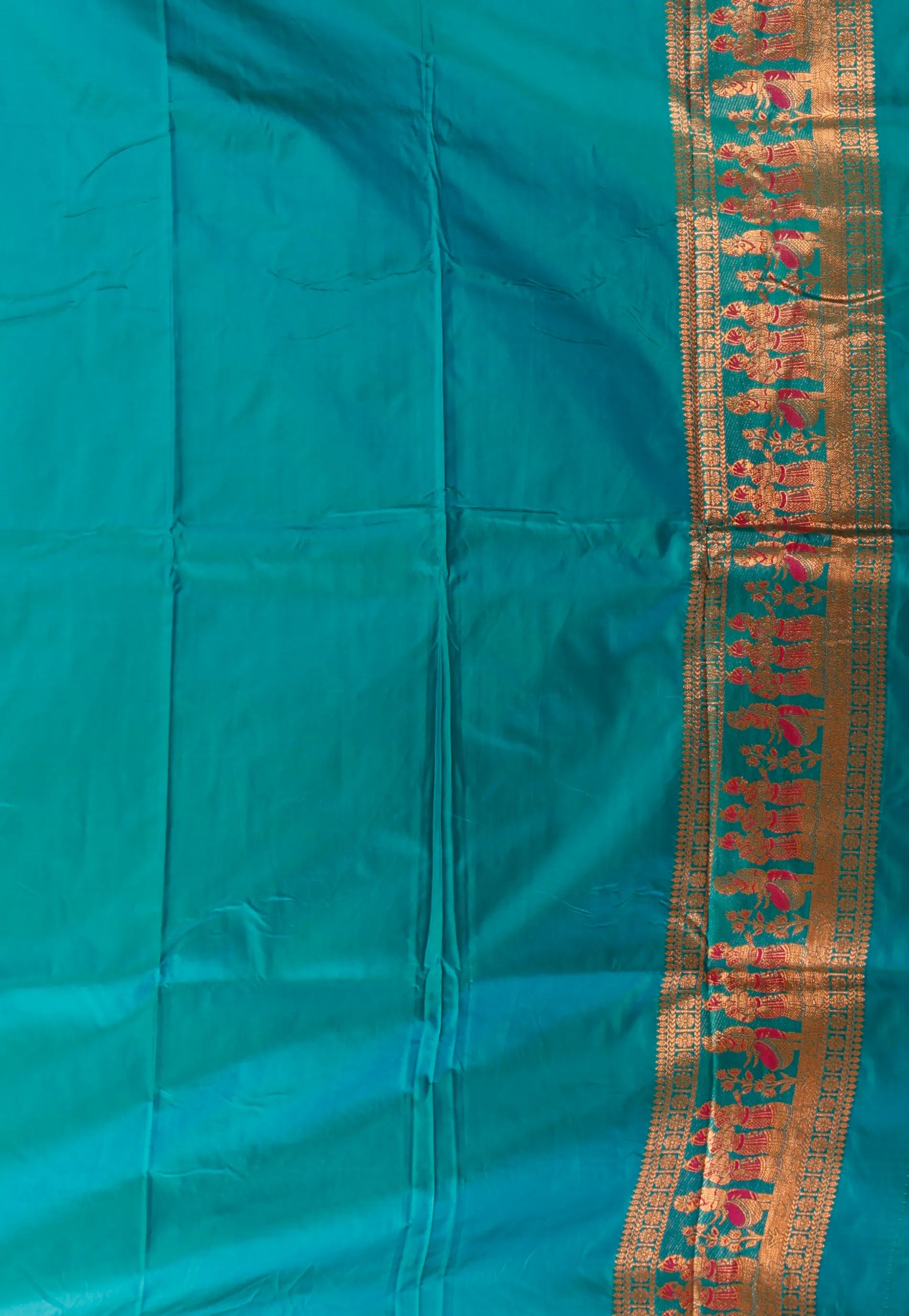 Bottle Green Baluchari Silk Saree with Blouse Piece