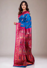 Royal Blue Baluchari Silk Saree with Blouse Piece