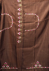 Brown Kora Silk Saree With Blouse Piece