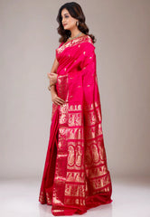 Rani Baluchari Pure Silk Saree with Blouse Piece