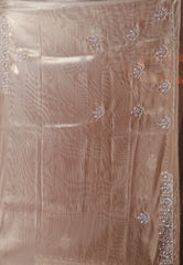 Golden Tissue with Embroidery Border Saree with Blouse Piece