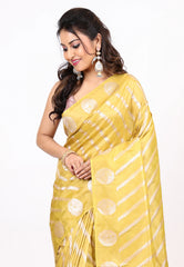 Yellow Tissue Silk Saree with Blouse Piece - Adi Akshoy & co.