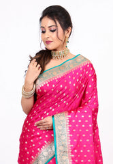 Rani Pink Wedding Banarasi Silk Saree with Blouse Piece - Adi Akshoy & co.