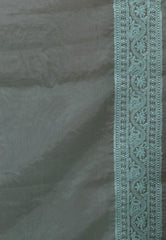 Sea Green Organza with Resham Embroidery work Saree with Blouse Piece