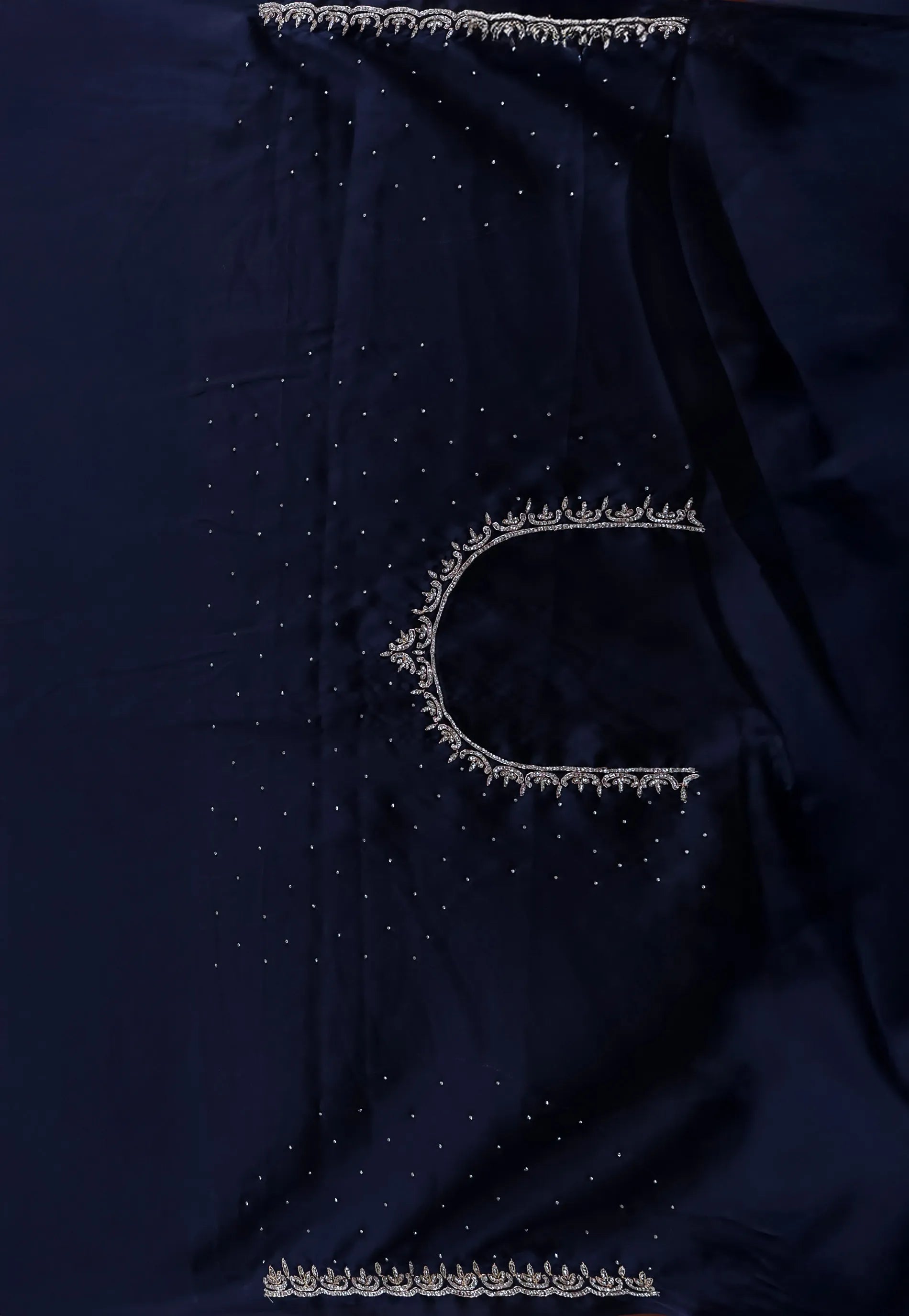 Navy Blue with sequin Embroidery work Saree with Blouse Piece