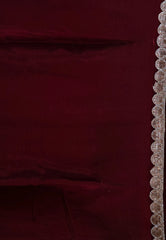 Maroon Tissue Embroidery Saree with Blouse Piece