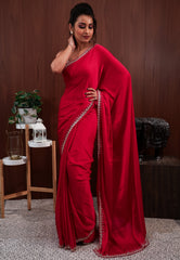 Red Embroidery Saree with Blouse Piece