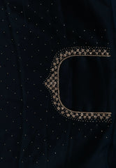 Deep Turquoise Blue with sequin work Embroidery Saree with Blouse Piece