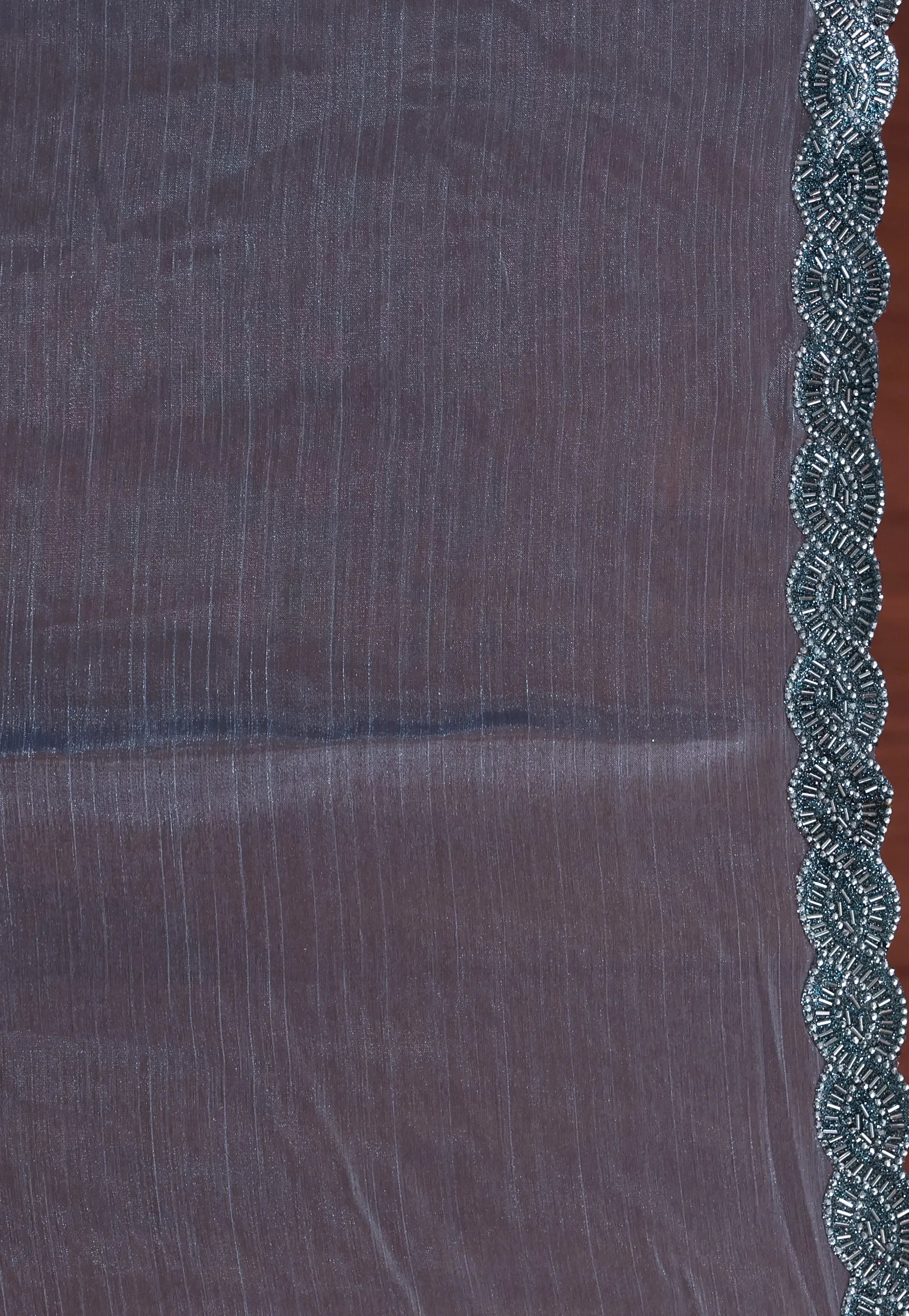 Grey Tissue Embroidery Saree with Blouse Piece