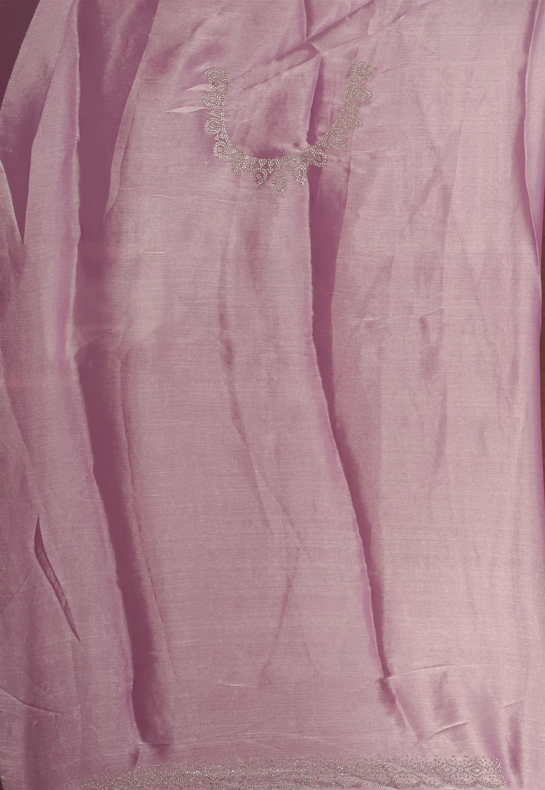 Mauve Tissue Embroidery Saree with Blouse Piece