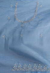 Blue Tissue with Embroidery work Saree with Blouse Piece