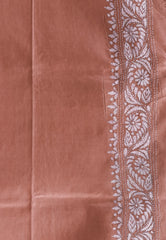 Peach Kantha Pure Silk Saree With Blouse Piece