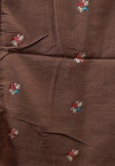 Brown Organza with Resham Embroidery work Saree with Blouse Piece