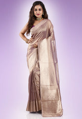 Mauve Tissue Silk Saree with Blouse Piece
