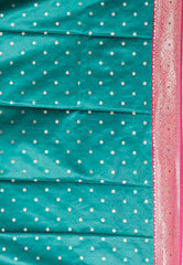 Rama Green with Rani Border Mashru Silk Saree with Blouse Piece