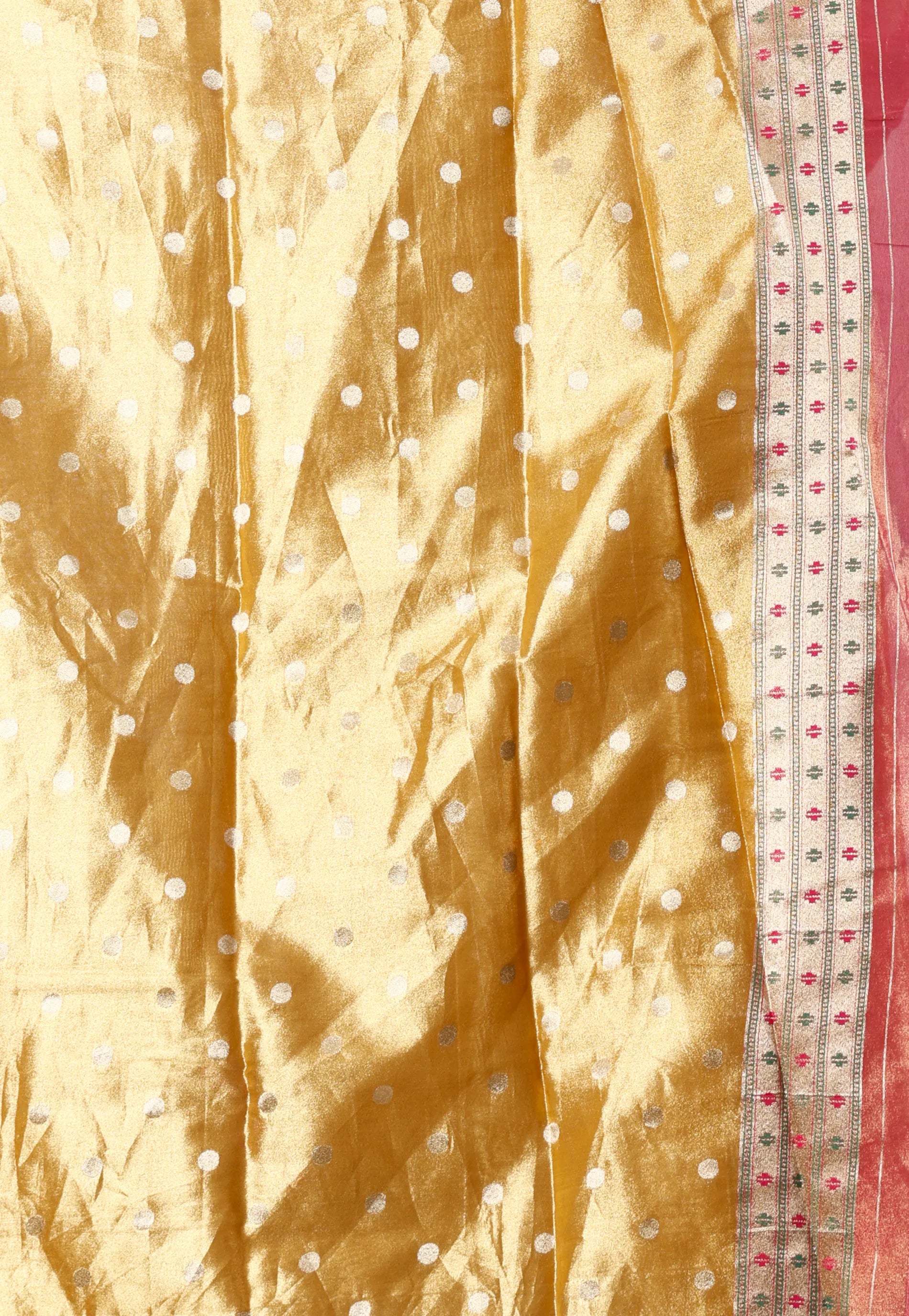 Golden Tissue Paithani Silk Saree With Blouse Piece