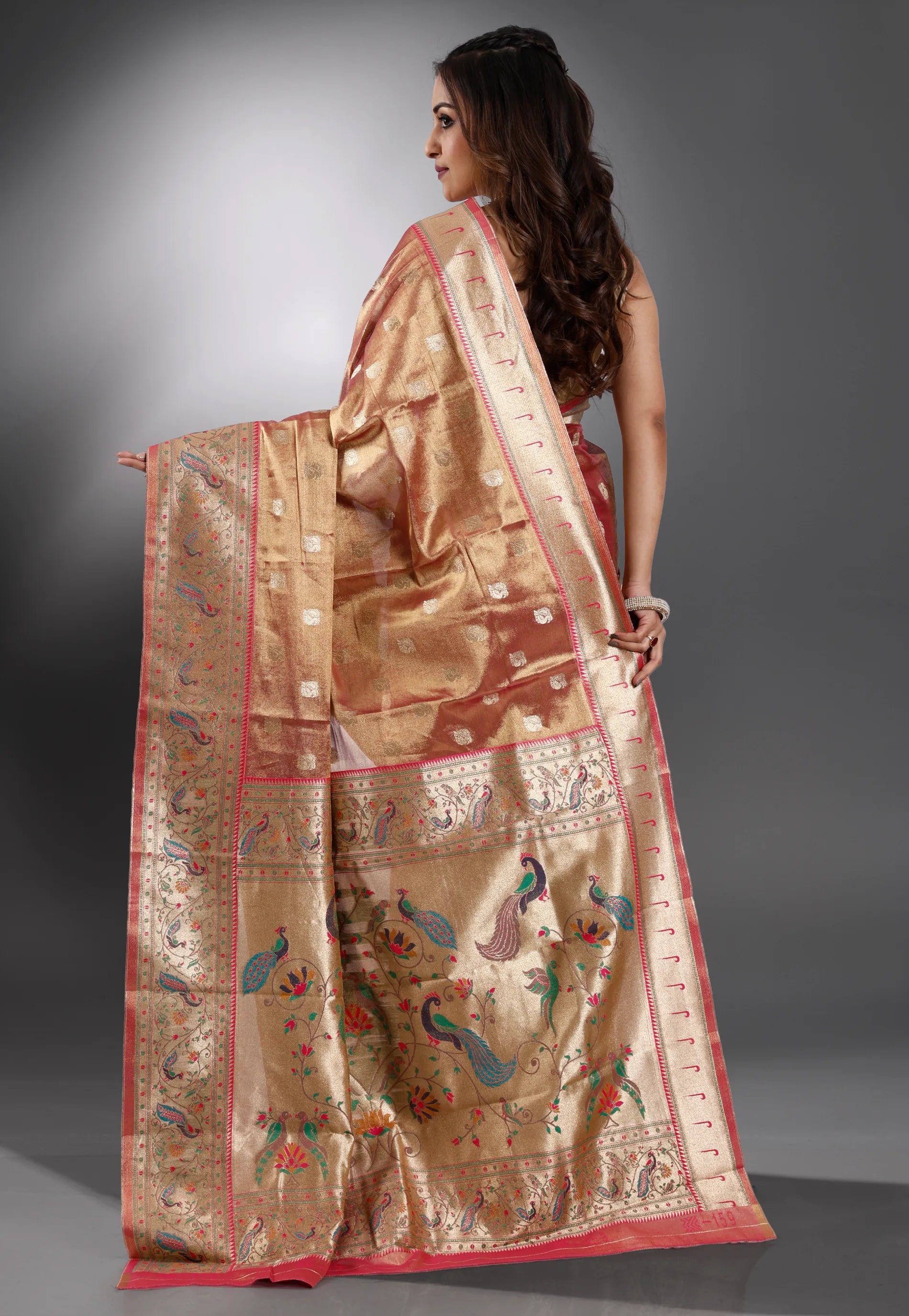 Rani Tissue Paithani Silk Saree With Blouse Piece