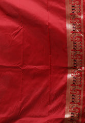 Black with Red Border Baluchari Silk Saree with Blouse Piece