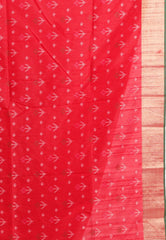 Cross Orange Ikkat Silk Saree With Blouse Piece