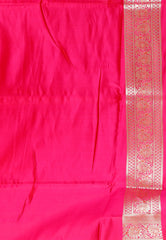 Rani Pink Wedding Pashmina Banarasi Silk Saree with Blouse Piece
