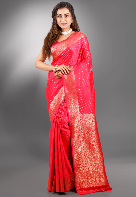 Rani Pink Mashru Silk Saree with Blouse Piece