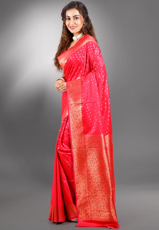 Rani Pink Mashru Silk Saree with Blouse Piece