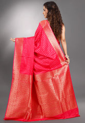 Rani Pink Mashru Silk Saree with Blouse Piece