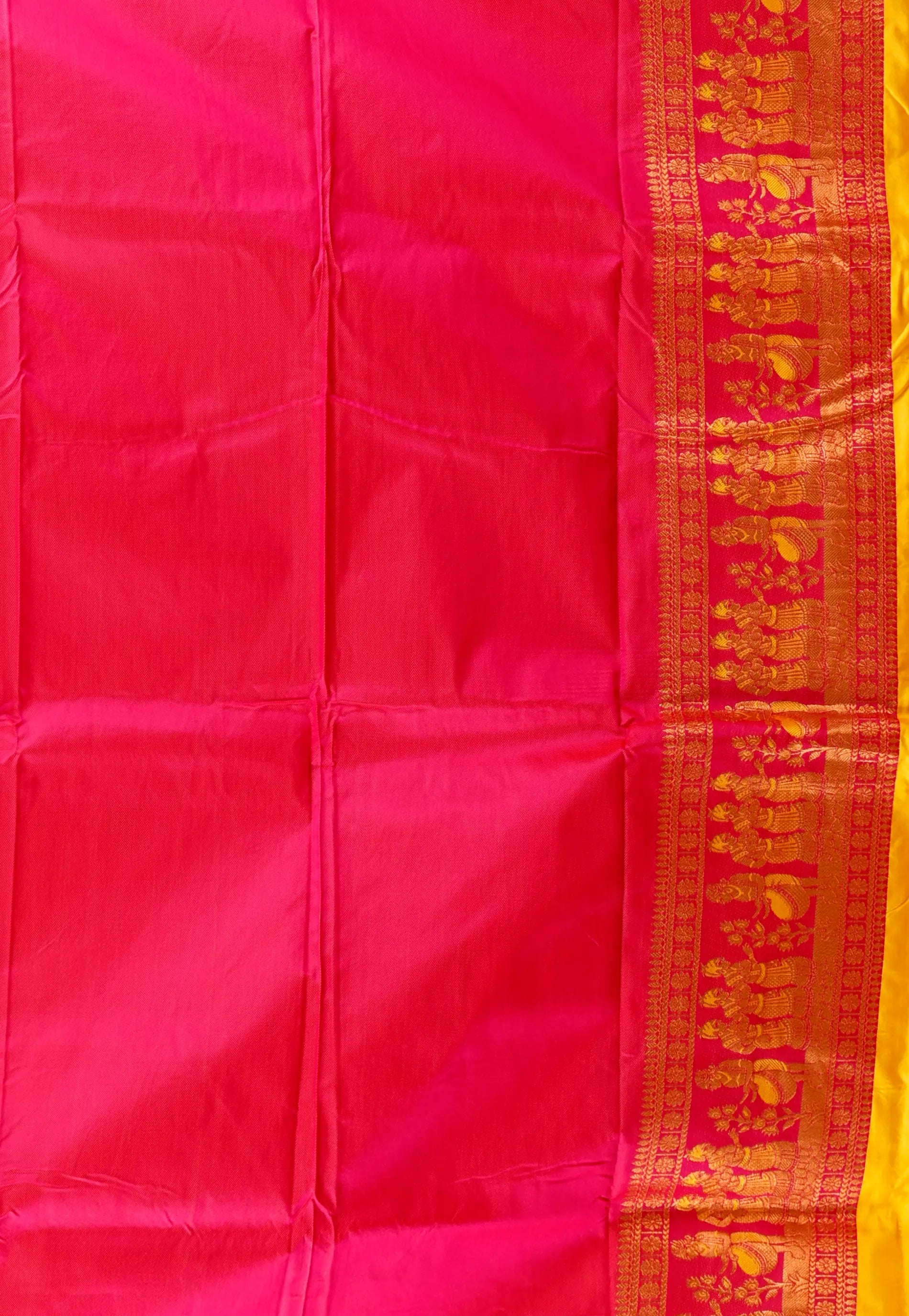 Yellow with Red Border Baluchari Silk Saree with Blouse Piece