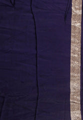 Deep Blue Mashru Silk Saree With Blouse Piece - Adi Akshoy & Co.