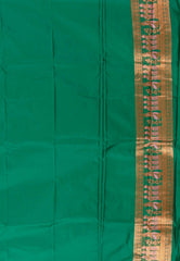 Cross Grey Baluchari with Green Border Silk Saree with Blouse Piece - Adi Akshoy & Co.