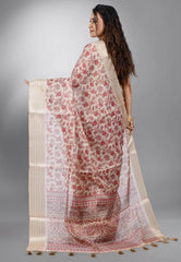 Beige Tussar Silk Saree with Blouse Piece - Adi Akshoy & Co.