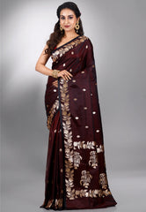 Maroon Wedding Banarasi Silk Saree with Blouse Piece