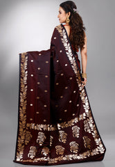 Maroon Wedding Banarasi Silk Saree with Blouse Piece