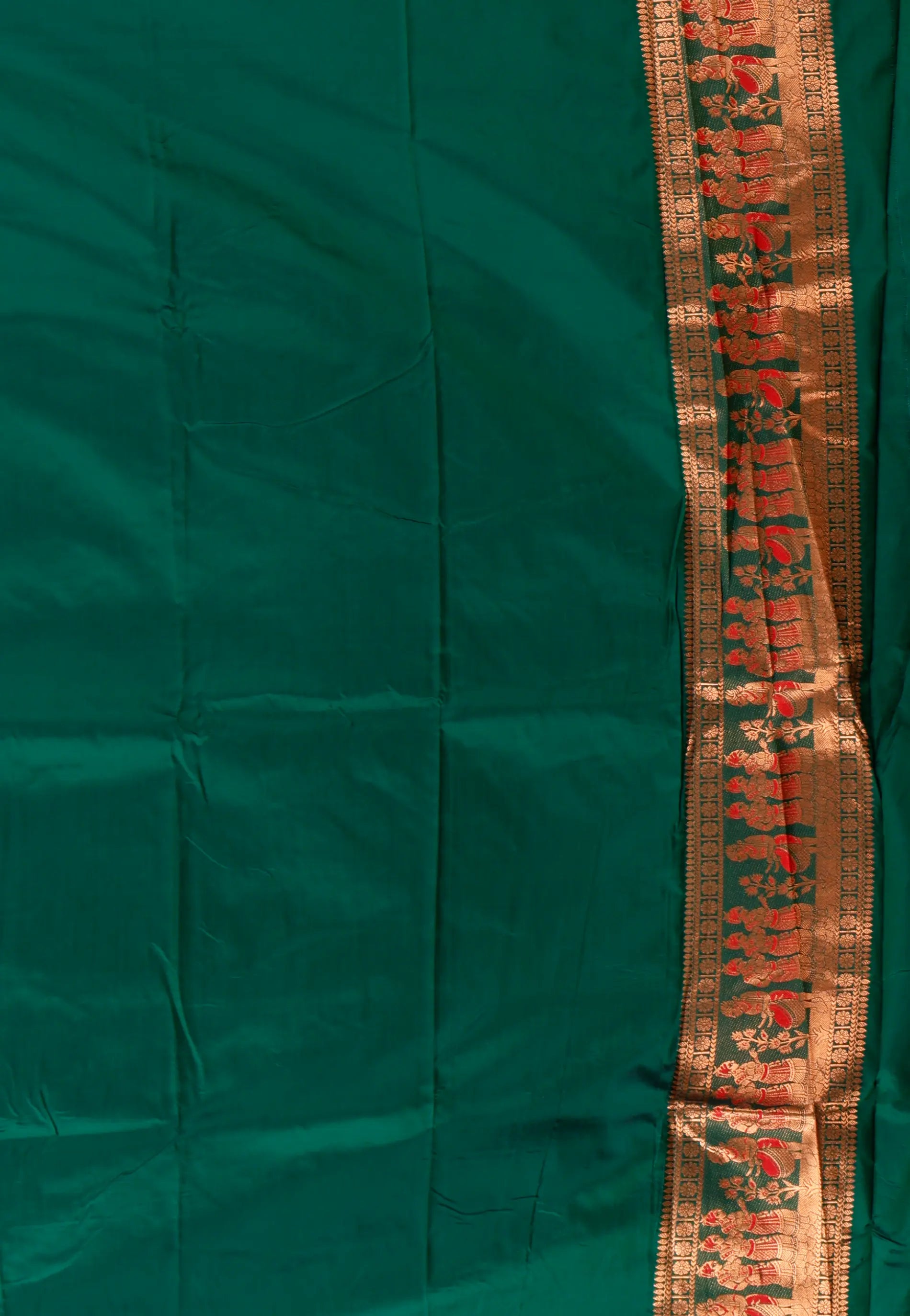 Bottle Green Baluchari Silk Saree with Blouse Piece