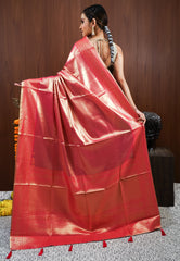 Rani Pink Tissue Silk Saree With Blouse Piece