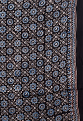 Black Ajrakh Print in Modal Silk Saree With Blouse Piece