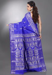 Royal Blue  Baluchari Pure Silk Saree with Blouse Piece