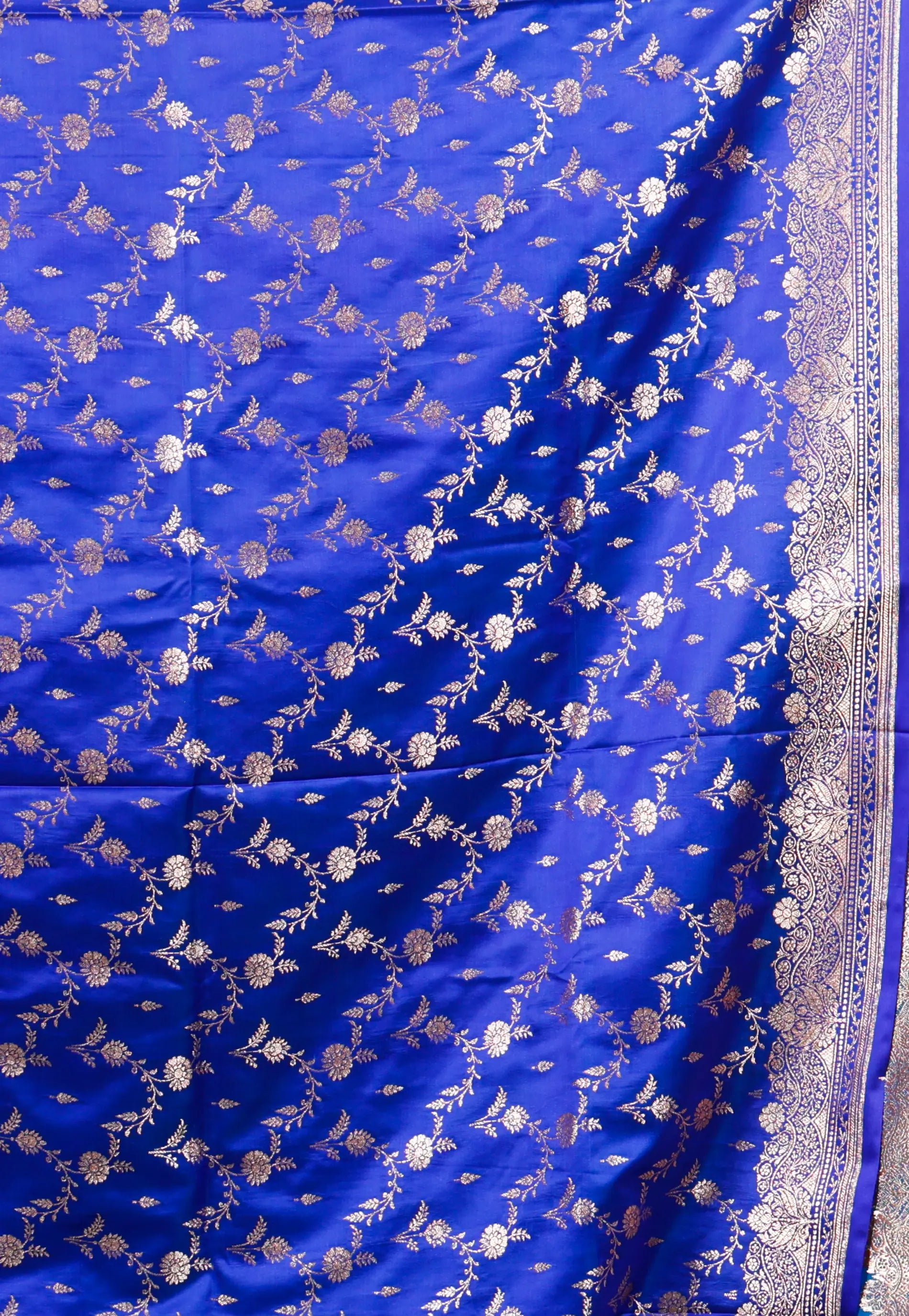 Royal Blue Wedding Banarasi Silk Saree with Blouse Piece