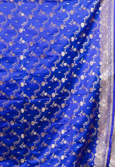 Royal Blue Wedding Banarasi Silk Saree with Blouse Piece