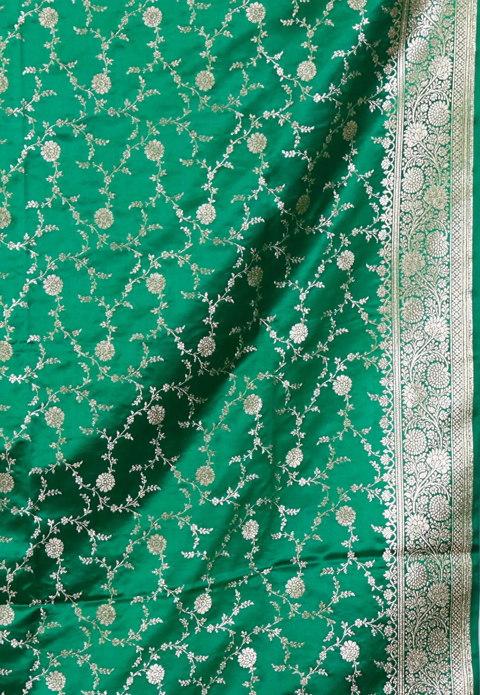 Sea Green Pastel Benarasi Saree With Blouse Piece