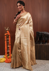 Golden Tissue Silk Saree with Blouse Piece