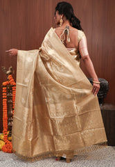 Golden Tissue Silk Saree with Blouse Piece