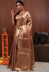 Golden Tissue Silk Saree with Blouse Piece