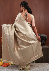 Beige Tissue Silk Saree with Blouse Piece